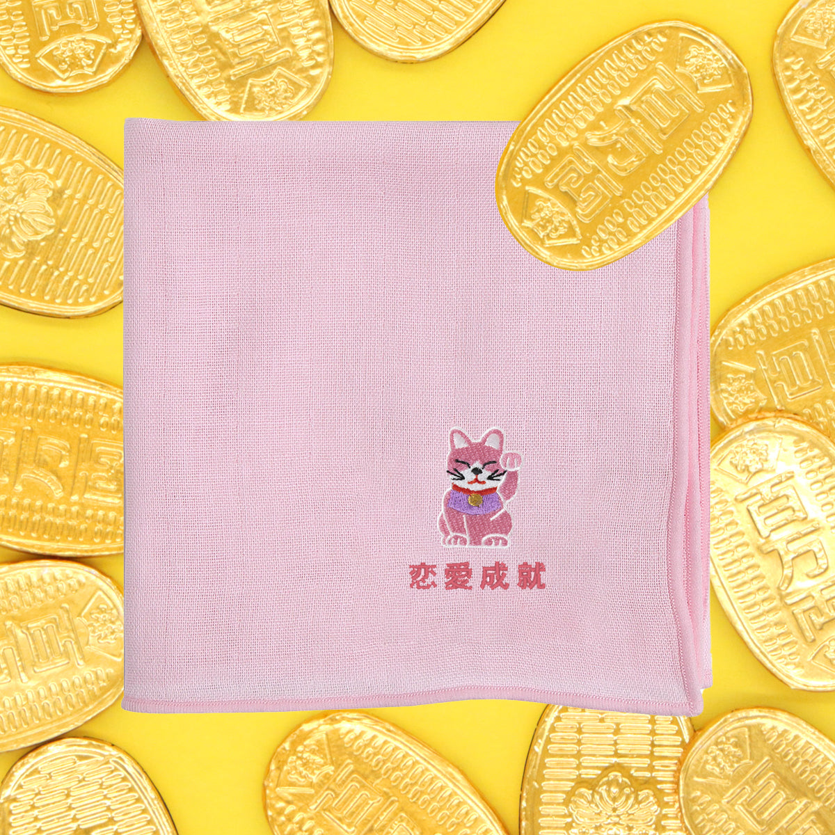 招き猫ガーゼハンカチ