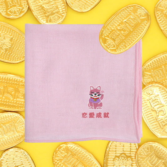 招き猫ガーゼハンカチ